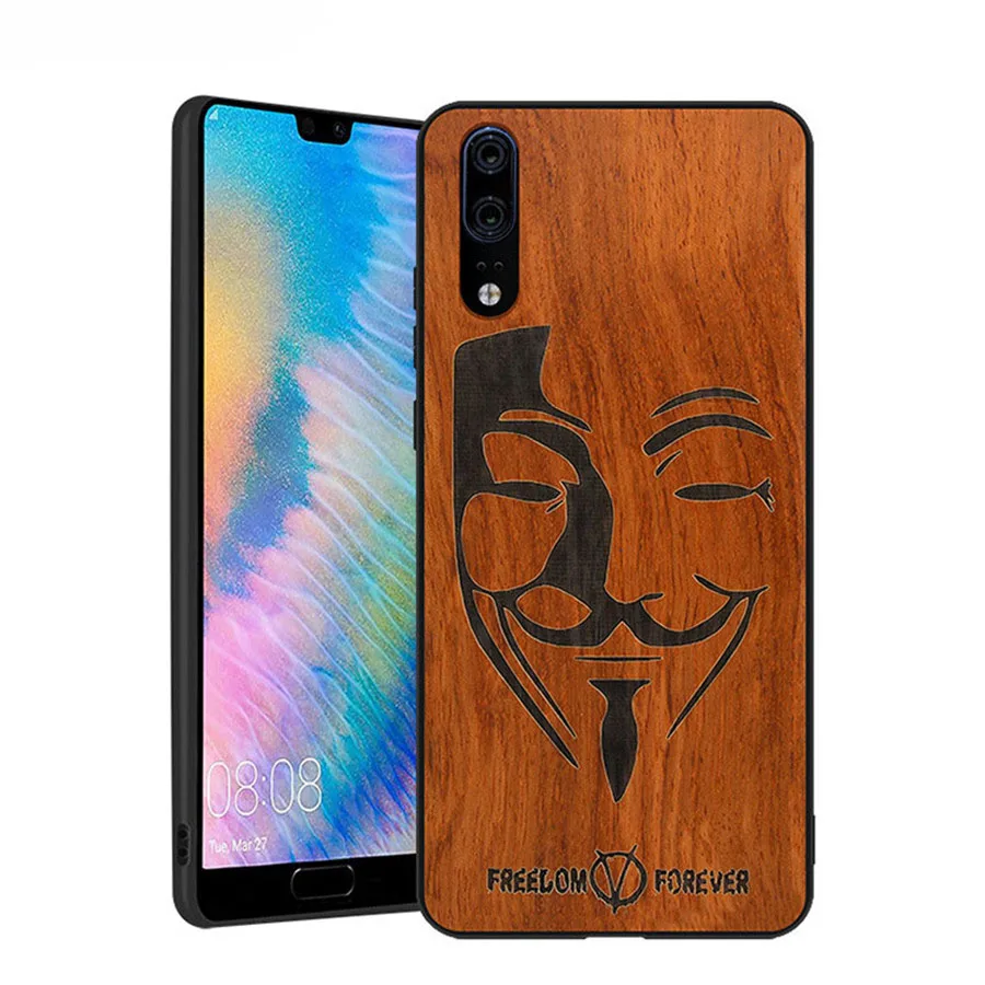 Чехол для Huawei P20pro Plus P20 чехол телефона из ТПУ с резным узором под дерево Бампер Lite