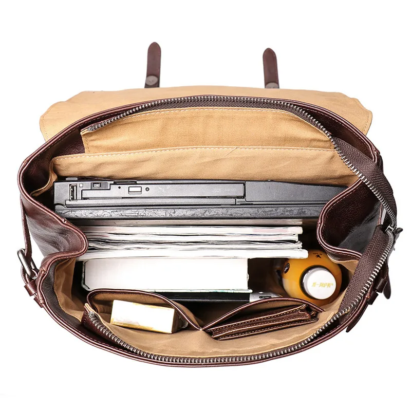 Nesitu Highend Brown Coffee Vegatable Tenned Full Grain Genuine Leather 14'' 15.6'' Laptop Women Men Backpacks Travel Bags M9036