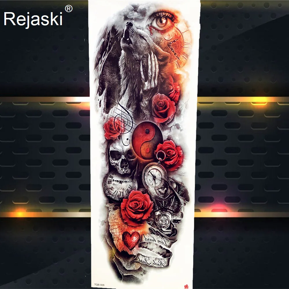 Временная татуировка на всю руку 48*17 см искусственные цветы лотоса боди арт