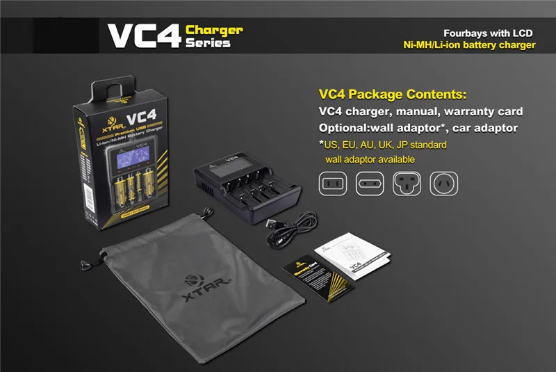 Великобритания VC4 ЖК-экран USB зарядное устройство AA AAA 18650 14500 32650 Li-Ion Ni-MH