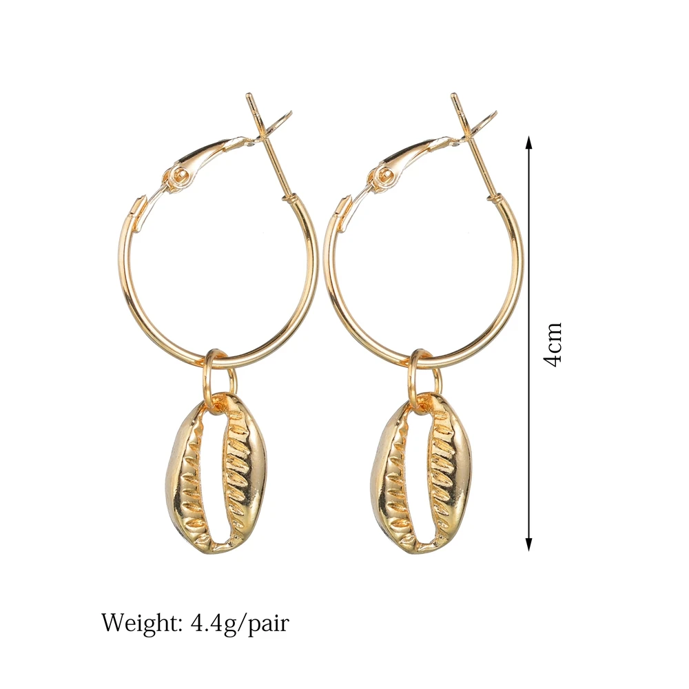 MissCyCy Bohemian Natural Sea Shell Earrings For Women Fashion Geometric Big Circle Earrings Female Hoop Earrings