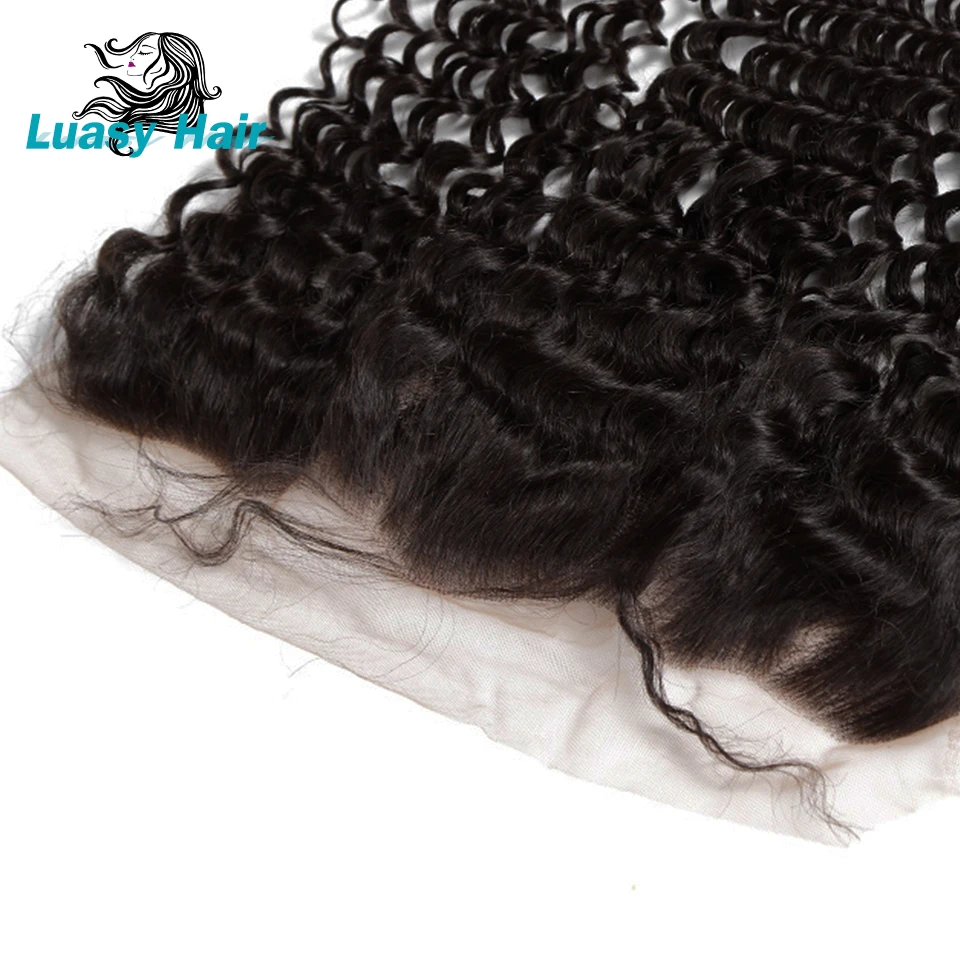 Luasy малазийские кудрявые человеческие волосы пряди с закрытием 100% Remy 4 пучка