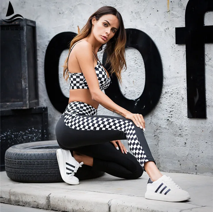 2018 Новый женский Осень Йога костюм сетки Камзол Леггинсы спортивный жилет +