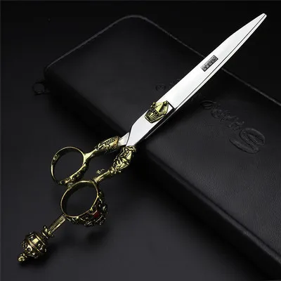 7 inch gold cutting Профессиональные ножницы для стрижки собак, ножницы для грумера, 7 дюймов, острые ножницы для стрижки жениха, кошки, волос, Парикмахерская, гравировка логотипа - Цвет: 7 inch gold cutting
