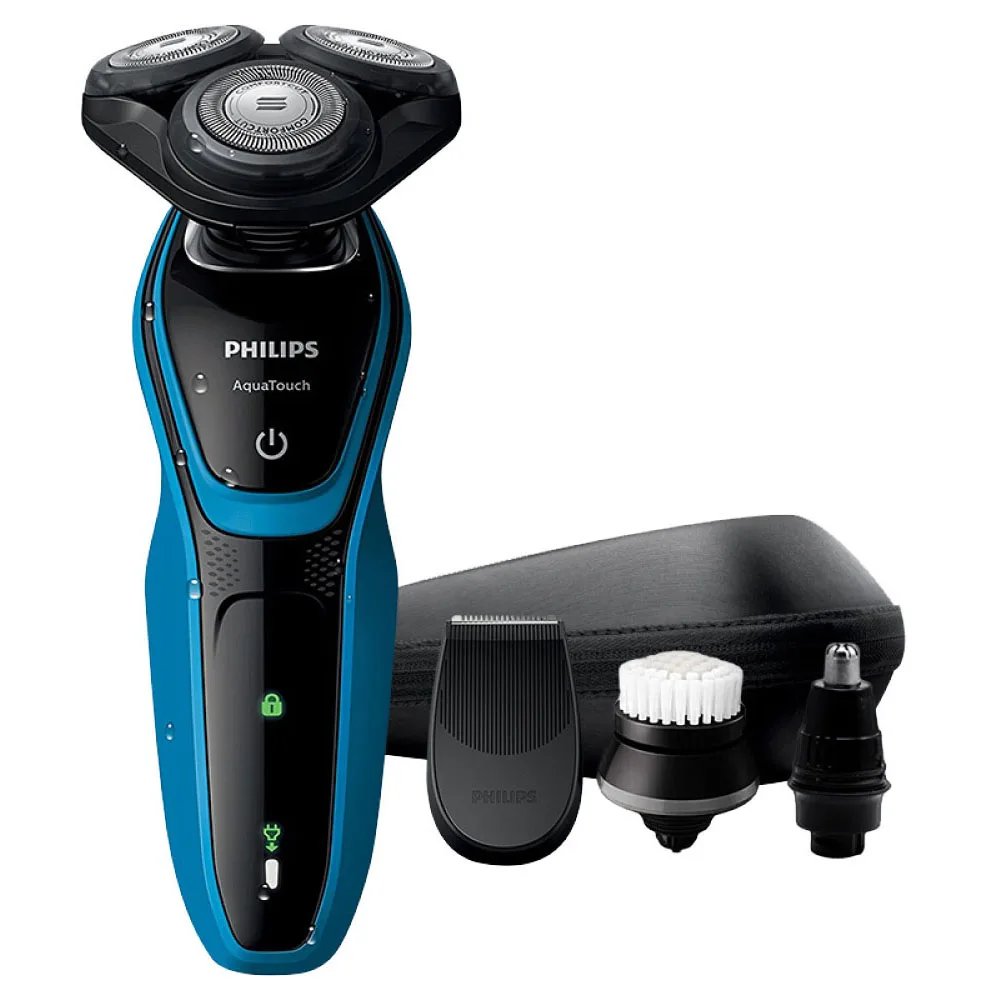 Синий Philips AquaTouch электробритва для мужчин S5050 30 мин/9 дюймов портативный бреет перезаряжаемые распределительный щит на 5 режущая головка многофункциональная бритва - Цвет: Синий