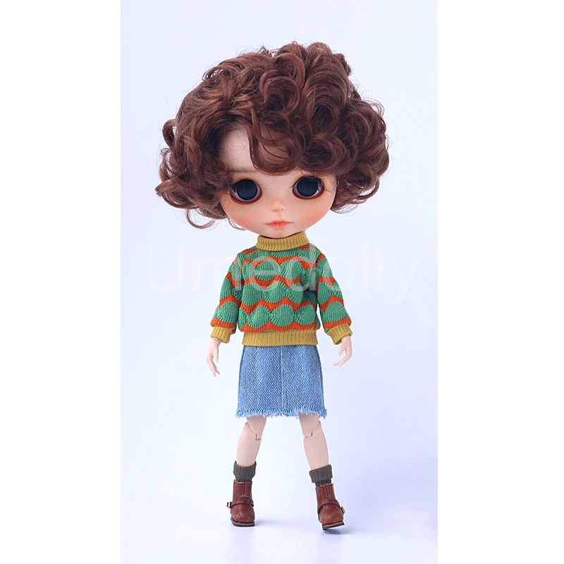 1 шт. милая зеленая футболка с длинным рукавом и юбка для 1/8 BJD средней длины Blyth Holala