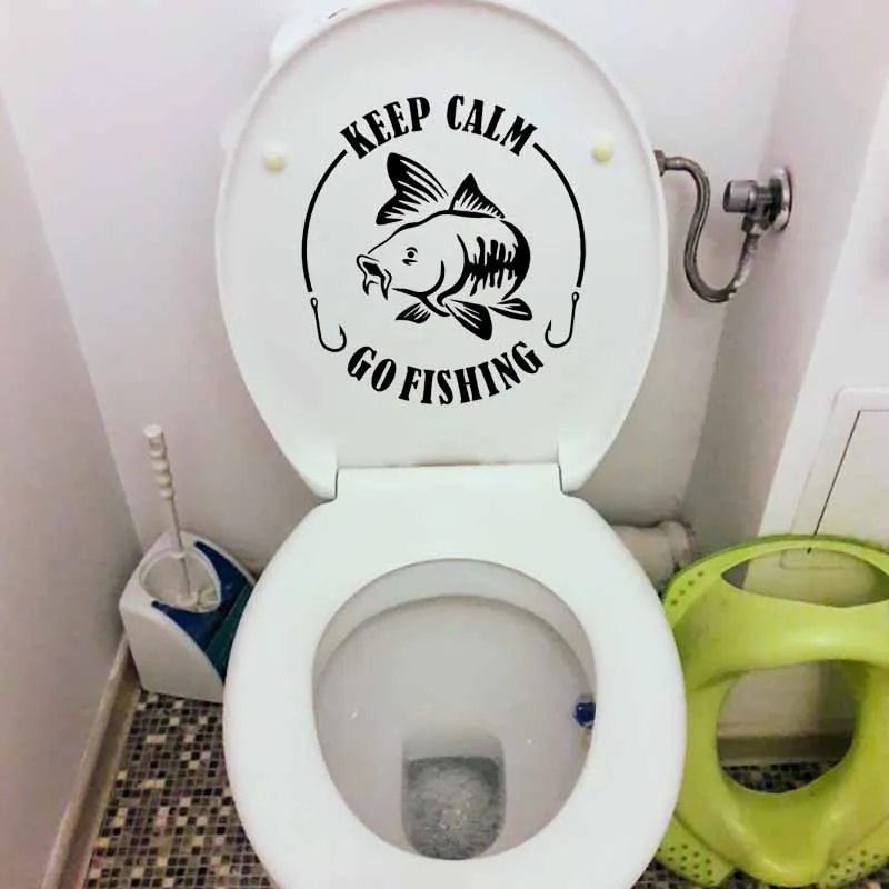 YOJA 21.3X23.4CM и надписью Keep Calm ловить рыбу наклейки для унитаза стены Стикеры