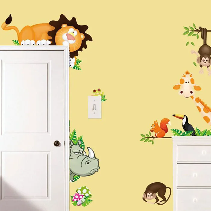 2019 мультфильм животных дети детский сад домашний декор настенные наклейки на