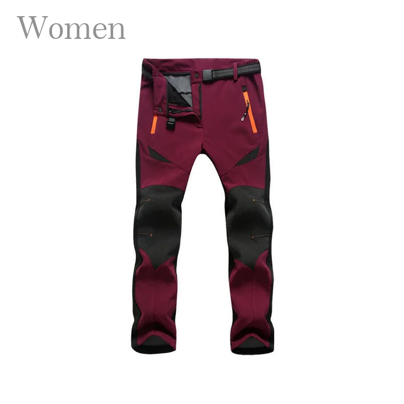 Women Red Pants TWTOPSE, зимние водонепроницаемые велосипедные штаны для мужчин и женщин, термальные спортивные брюки для горного велосипеда, велосипедные штаны, ветрозащитные теплые флисовые штаны - Цвет: Women Red Pants