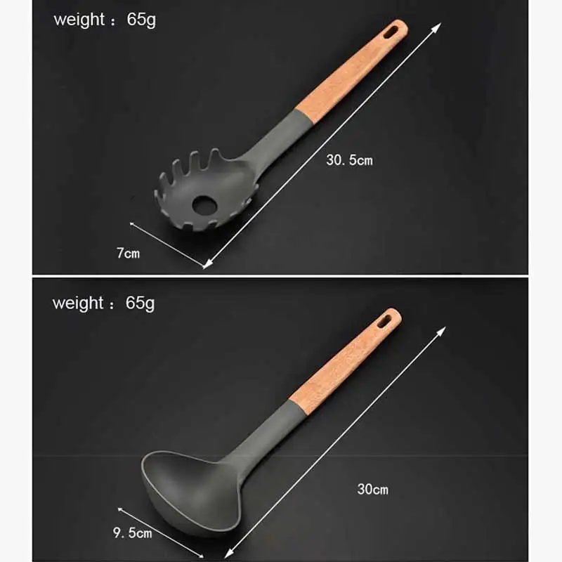 Набор посуды из дерева и нейлона набор 7 предметов антипригарная посуда кухонные