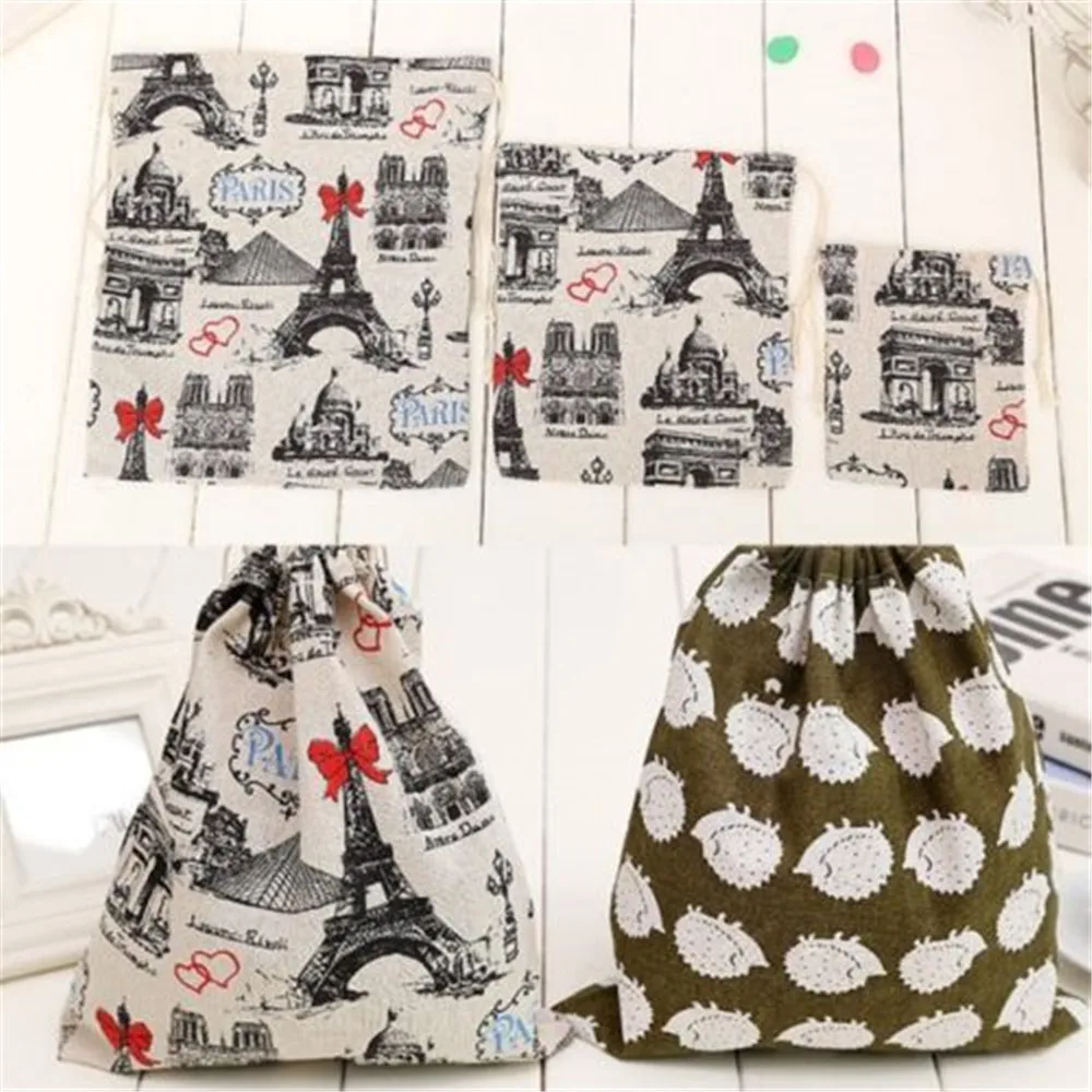 Простые рождественские мешки на шнурке для хранения стирки многоразовые эко