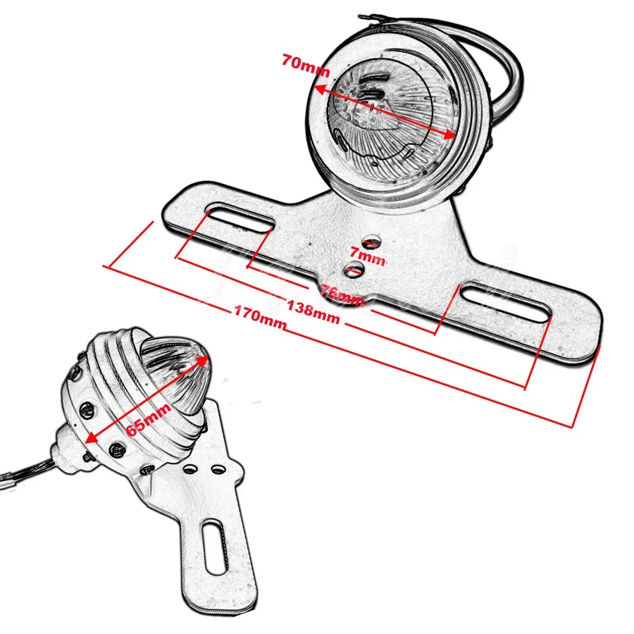 Мотоциклетный черный металлический цилиндрический светодиодный задний стоп