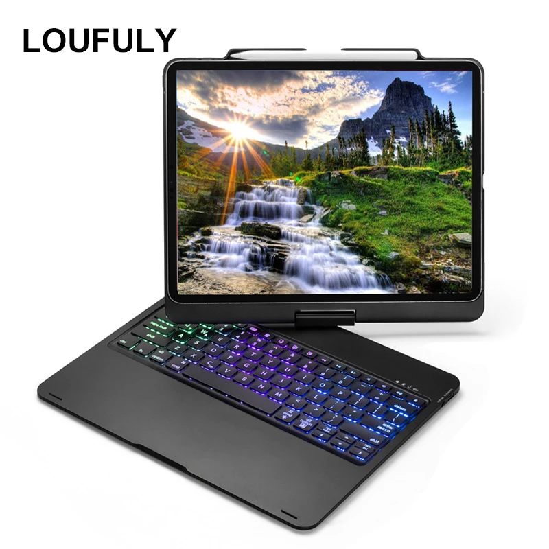 360 Rotation For iPad Pro 12.9 Case Keyboard Aluminum Backlit Bluetooth For iPad New Pro 12.9 Inch Keyboard Cover Tablet