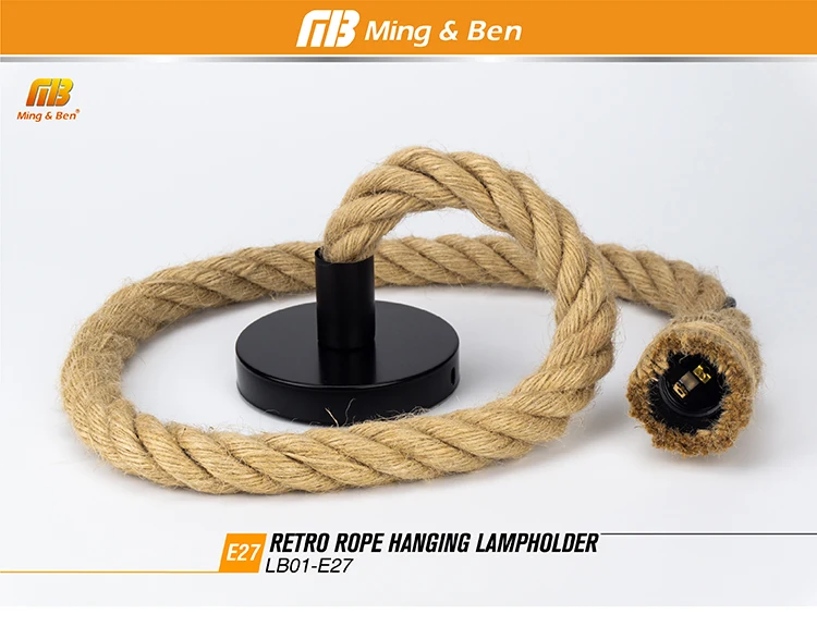 [MingBen] 1 м, 1,5 м, 2 м, винтажный подвесной светильник из пеньковой веревки, AC85-265V, E27, лофт, креативная личность, промышленный подвесной светильник, базовый Декор