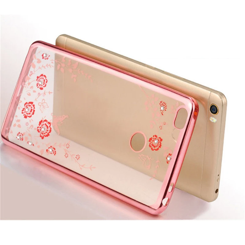 3D Стразы мягкое покрытие из ТПУ чехол для Xiaomi Redmi 3 s 4 pro 4x 4A 5A 5 plus Note Чехол с