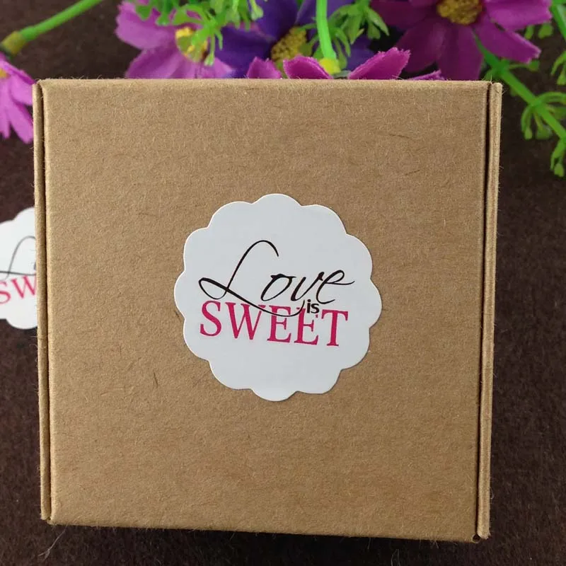 Волнистая белая бумага 100 шт./лот диаметр 3 см розовый &quotLove is Sweet&quot наклейки