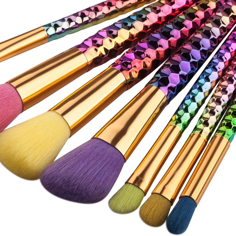 Красочные 7 шт./компл. набор кистей для макияжа нить Радуга макияж кисти