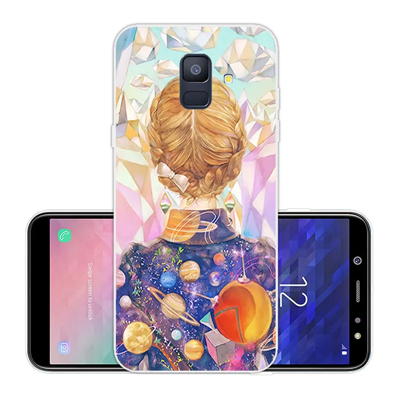 5.6&quot for Samsung Galaxy A6 (2018) Fashion Clear Silicone Pink Back Phone Cover Case A600G Ultrathin Gel Fundas Capa |