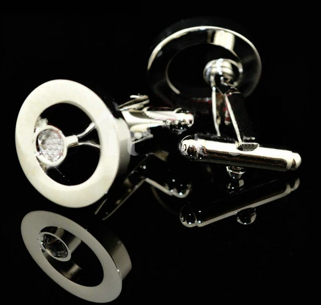 

Free shipping Crystal Cufflinks 4 colors option simple round design hotsale copper material cufflinks whoelsale&retail