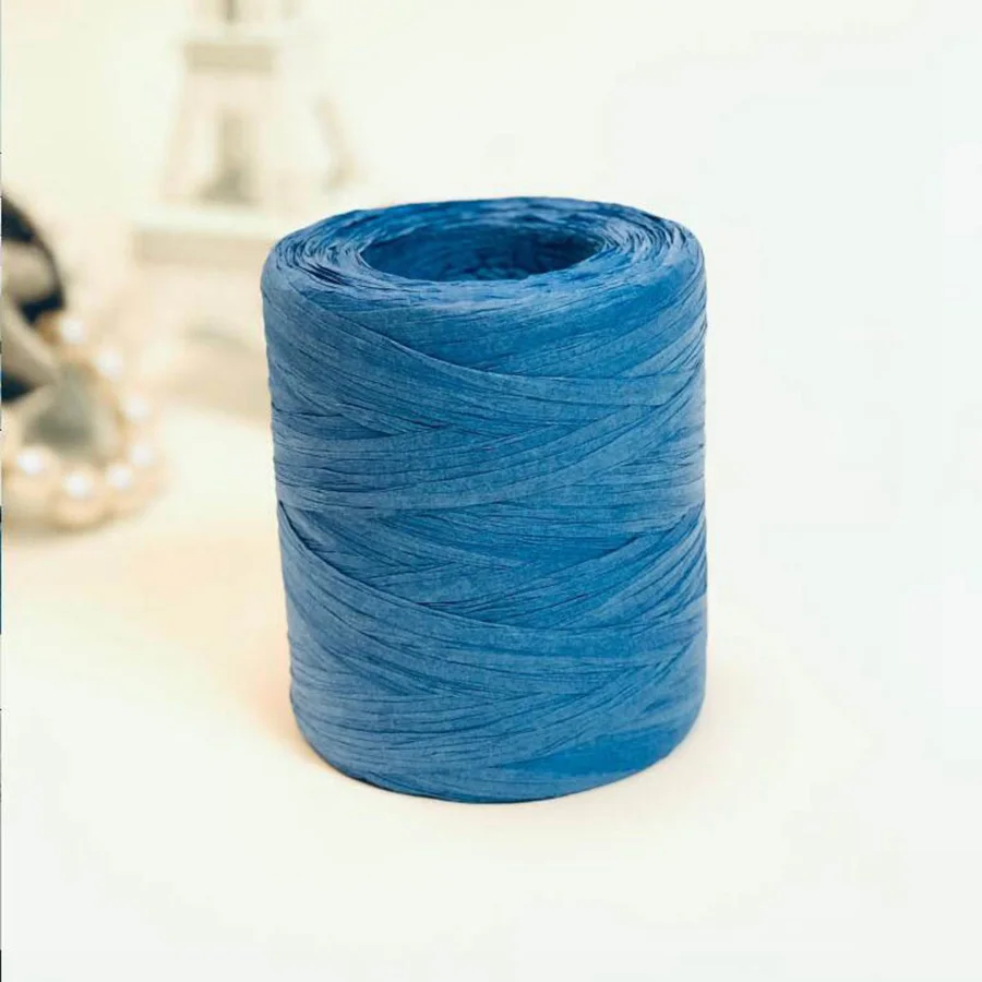 royal blue Рафия, соломенная пряжа, популярная, летняя, вязанная крючком, шляпа от солнца, пряжа для ручных сумок, новинка, вязаная шляпа, пряжа, 200 метров/рулон - Цвет: royal blue