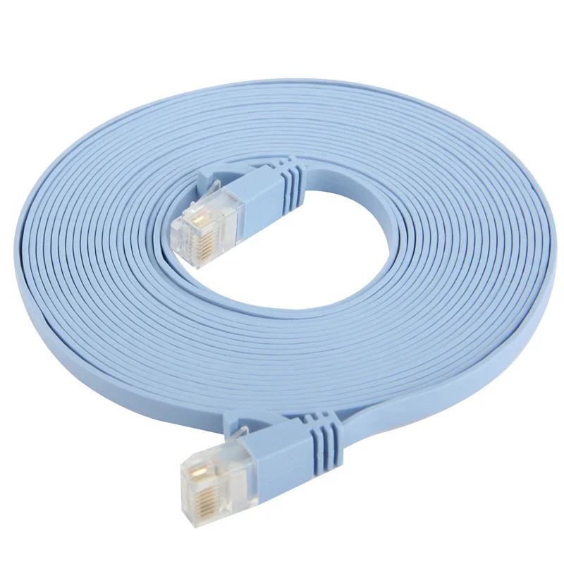 Ультратонкий плоский сетевой Ethernet-Кабель CAT6 LAN длина: 10 м/15 м/20 м (светло-голубой) |