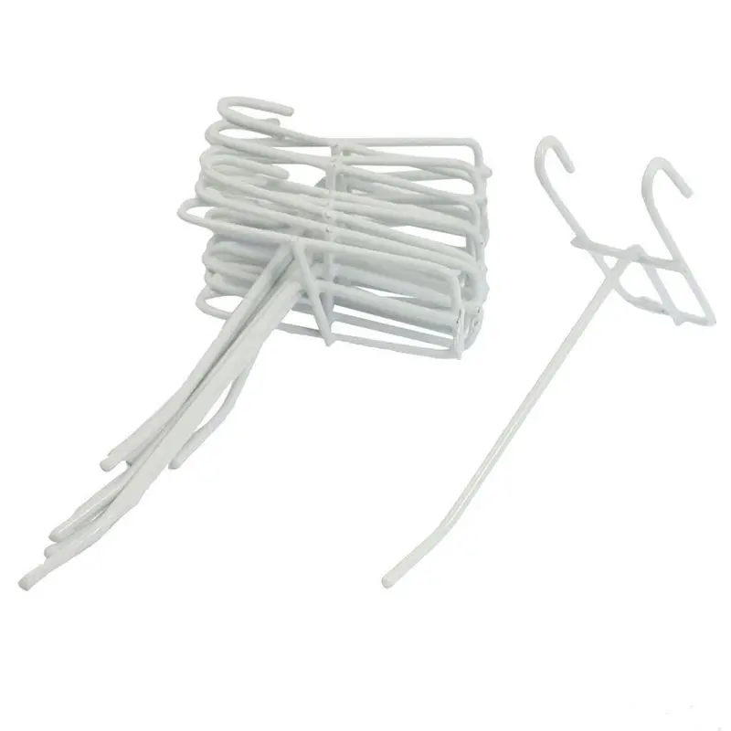 

10 Pcs 3.9inch Long White Metal Store Grid Wall Bracket Display Hooks