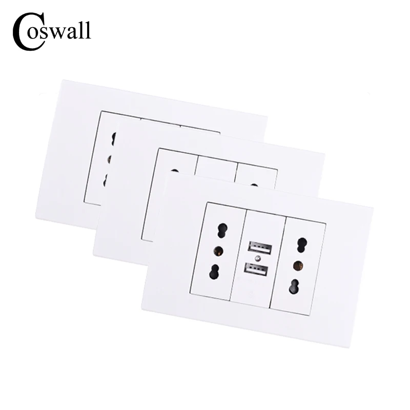 Coswall настенная электрическая розетка двойная чили/итальянская 118 мА двойной USB