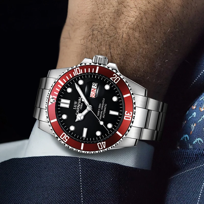 Мужские механические часы с сапфировым стеклом из нержавеющей стали|watch brand|watch