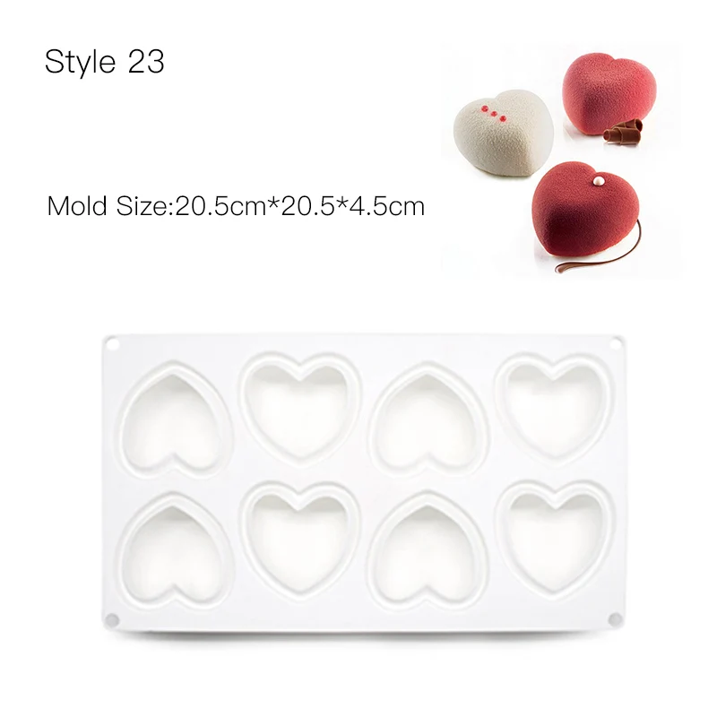 Style 23 Форма для украшения торта, 3D силиконовые формы для мусса, форма для десерта, форма в форме сердца, инструмент для декорации торта, форма для выпечки шоколадного домового - Цвет: Style 23