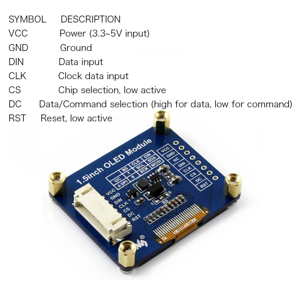 5 шт. 1,5 дюймов SPI IEC OLED дисплей модуль белый SSD1327 128x128 ЖК-Экран 3,3 в-5 в для Arduino Raspberry Pi STEM32 16 серые весы
