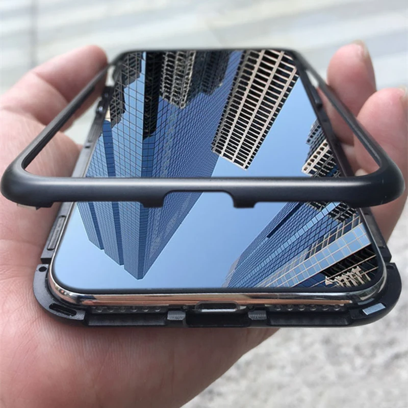 Магнитный двухсторонний чехол из закаленного стекла для iPhone 12 mini 11 Pro XS Max XR X