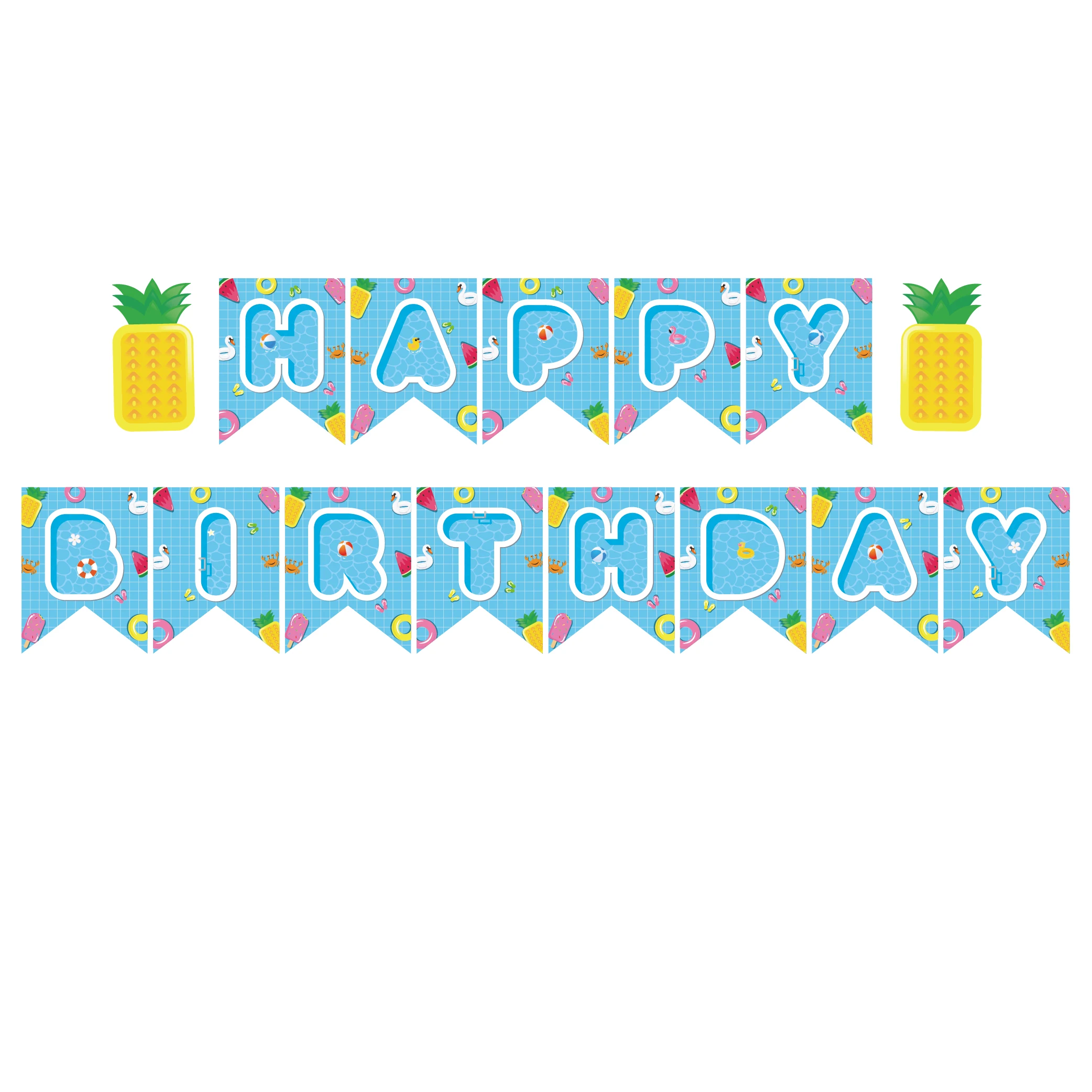 

Swimming Pool Theme Happy Birthday Banner Summer Pineapple Kids Birthday Party Favors Baby Shower Party Decoration Supplies