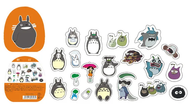 Orange 60 шт./упак. Kawaii Тоторо Стикеры s ПВХ монотоные декоративная Стикеры для дневник альбом DIY Скрапбукинг японский бренд Стикеры Бумага - Цвет: Orange