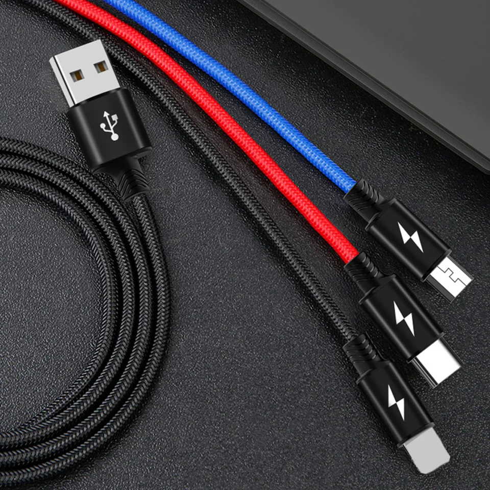 3 в 1 мульти USB Type C кабель 2 метра микро Usb короткий несколько зарядное устройство