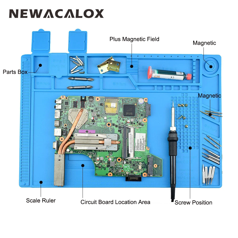 NEWACALOX 45x30 см изоляционная Силиконовая накладка Тепловая пушка BGA паяльная станция Магнитный ремонтный коврик-платформа сварочный инструмент для ремонта