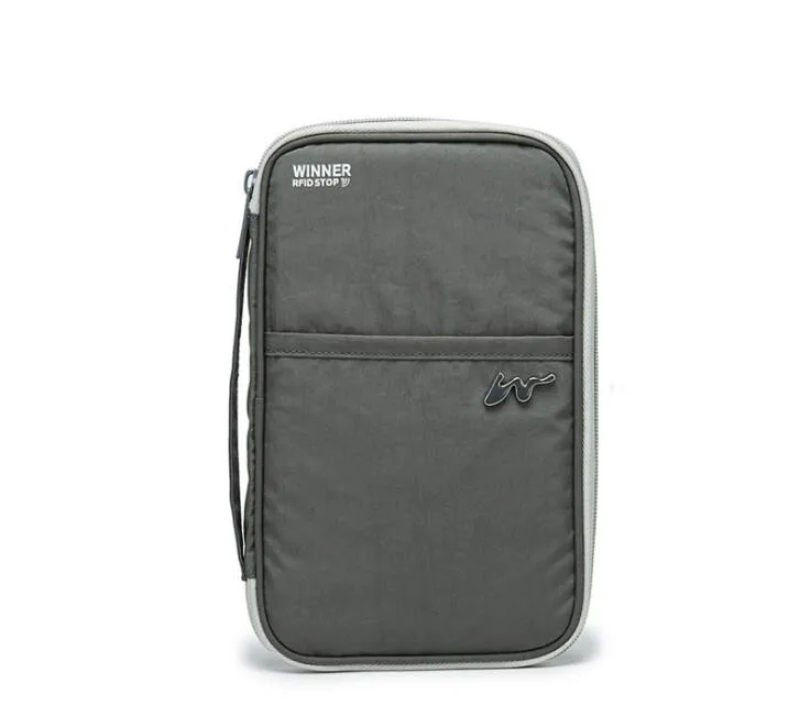 Gray Large Кошелек для паспорта, путешествий, держатель для паспорта, многофункциональная посылка для кредитных карт, ID, документов, мульти-карта, клатч для хранения, Win-5660 - Цвет: Gray Large