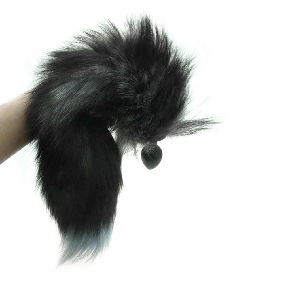 Silicone Butt Plug Black Fox Tail Anal Smooth Fur Faux Dog Sex Toys For Women Adult Games Products | Красота и здоровье
