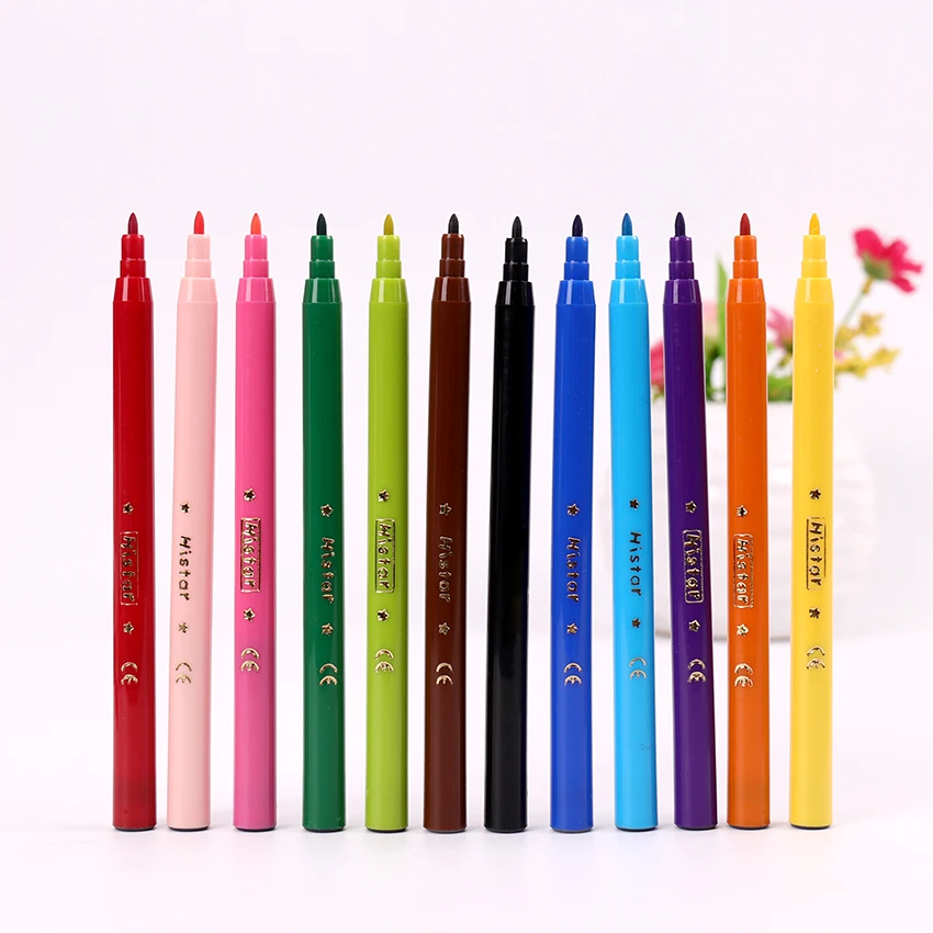12 шт. новые пластиковые цветные кисти с тонким наконечником фломастеры Детские карандаш для рисования фломастеры школьные художественные инструменты для рисования