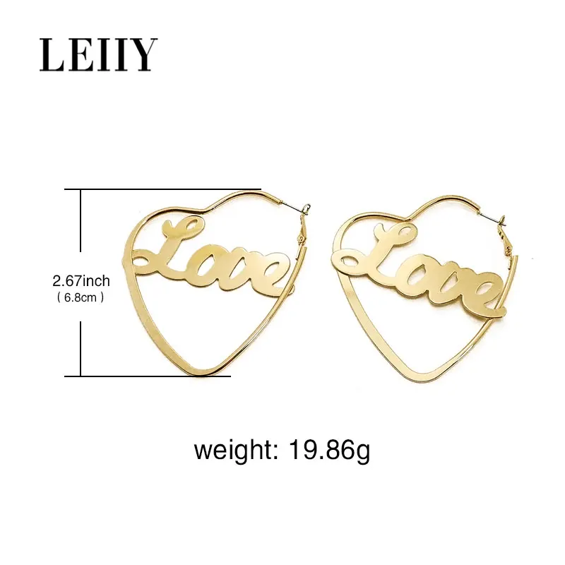 LEIIY Новый Дизайн Уникальный Золото/Серебряное сердце серьги обруча для Для