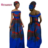 2018 african women sleeveness clothes o neck ankara wax printing fabric batik slash neck dresses for women hitarget wy1548
