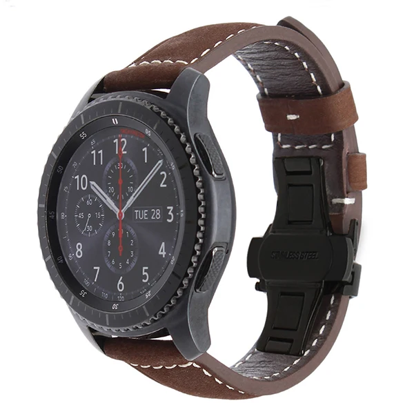 Dark Brown B Итальянский ремешок для часов из натуральной кожи 22 мм быстросъемный ремешок для samsung gear S3 Classic Frontier gear 2 Neo Live Watch ремешок на запястье - Цвет ремешка: Dark Brown B