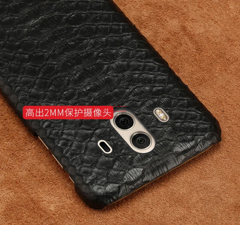 

Luxury mobile phone shell For Huawei Mate 10 mobile phone case advanced custom natural python skin Leather Case