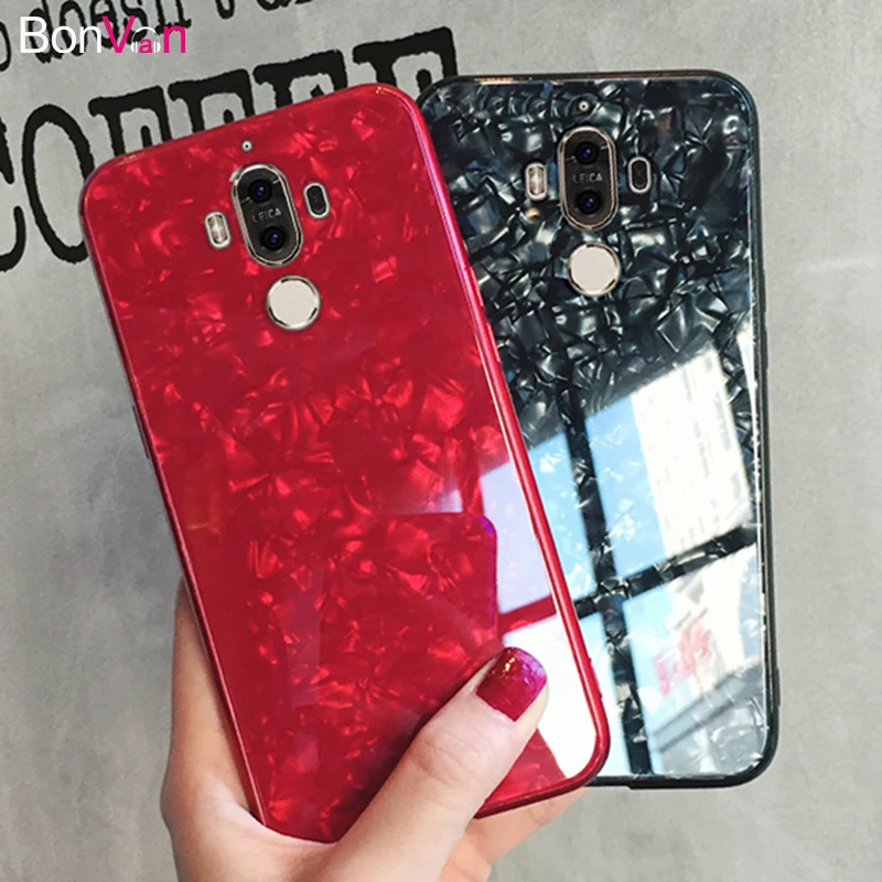 BONVAN закаленное Стекло чехол для huawei mate 10 Pro case мечта Shell Блеск Твердый переплет чехол для huawei mate 9 10 мягкие силиконовый случай защиты чехлы для телефон