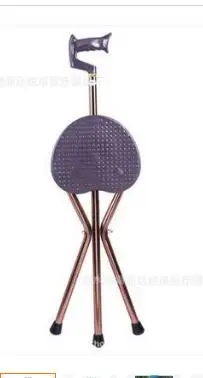 The elderly man with a crutch stool tripod seat stick multifunction telescopic folding walking aid cane chair