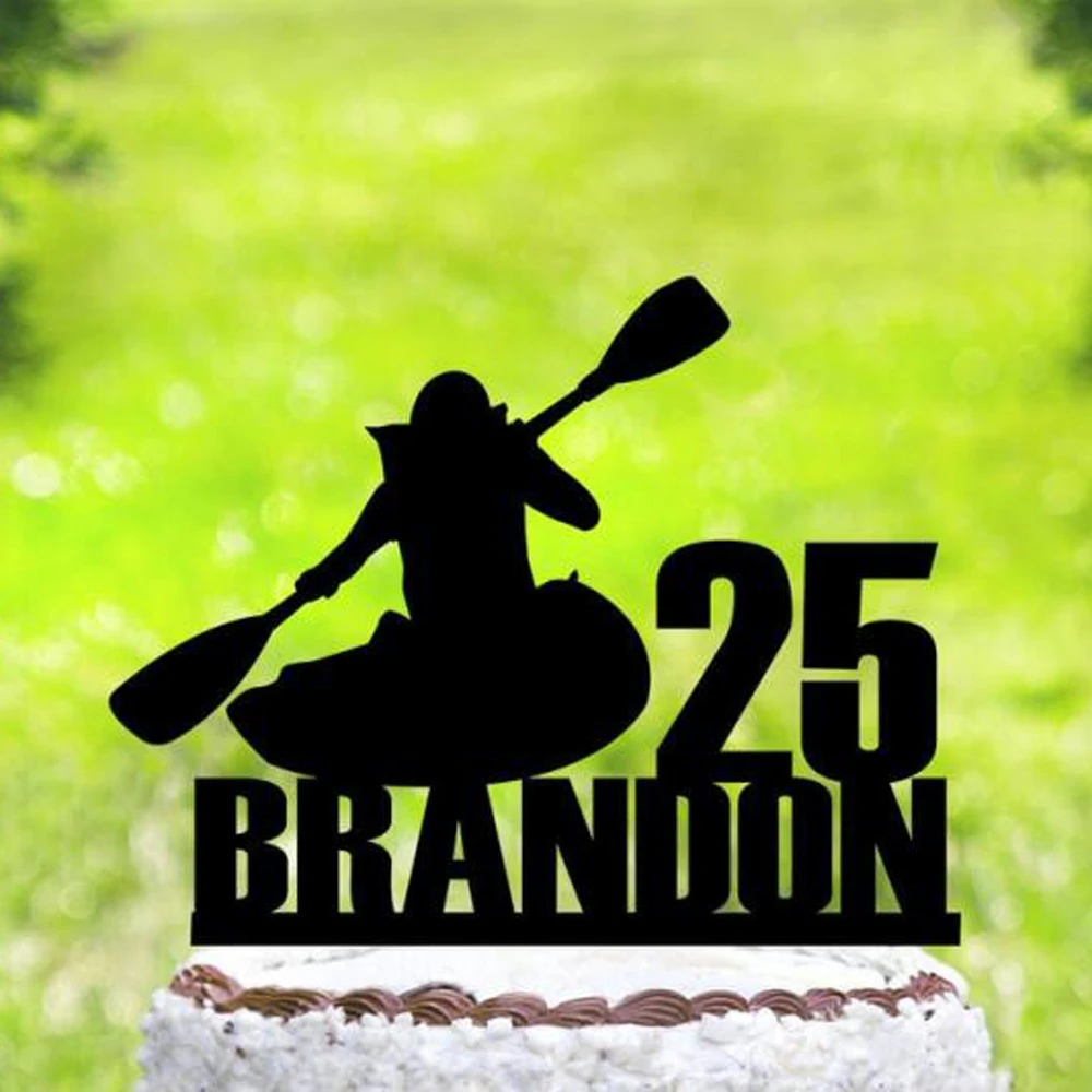 Happy Birthday Cake Topper,rower/rafting Silhouette Cake Topper,rustic Birthday Party Topper