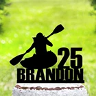 Персонализированные имя и возраст каяк Топпер для торта С Днем Рождения, Rowerрафтинг силуэт торт Топпер, деревенский день рождения Топпер