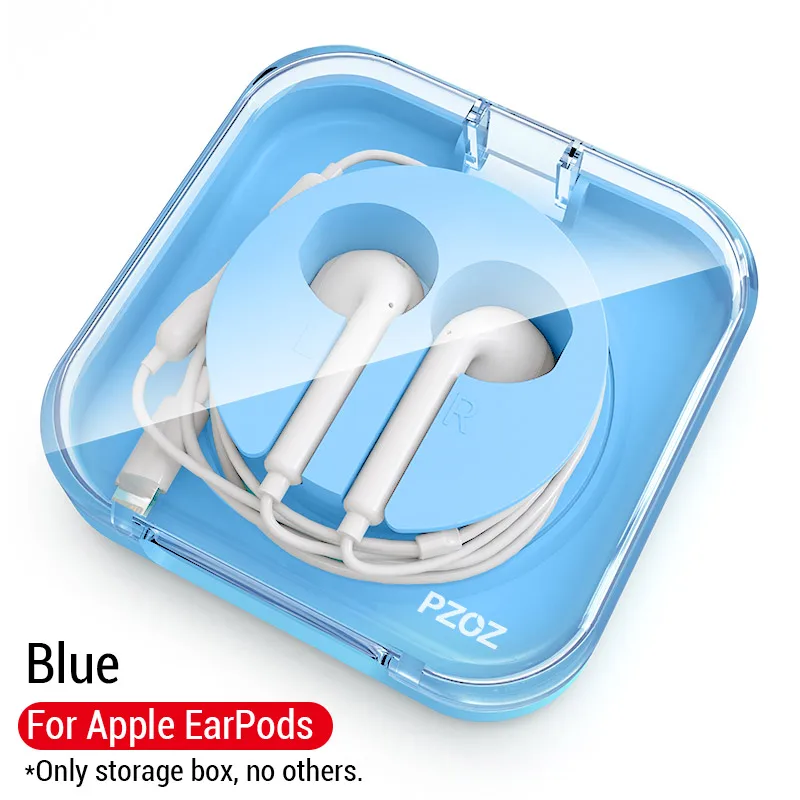 Blue PZOZ чехол для наушников s для Apple EarPods, проводные наушники, наушники, гарнитура, аксессуары для хранения, сумка для переноски, футляр, чехол для EarPod - Цвет: Blue
