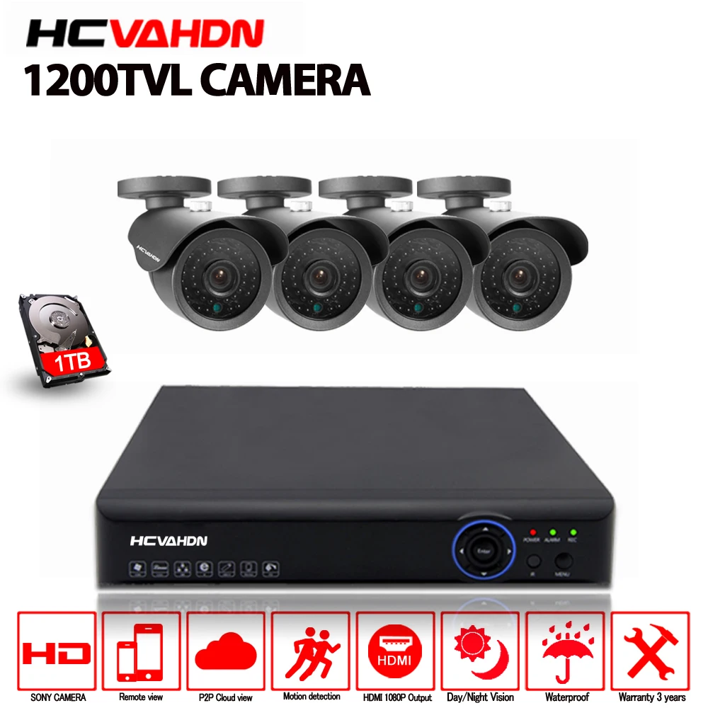 4-канальный 1080P HDMI DVR SONY 1200TVL HD наружная система видеонаблюдения комплект AHD с