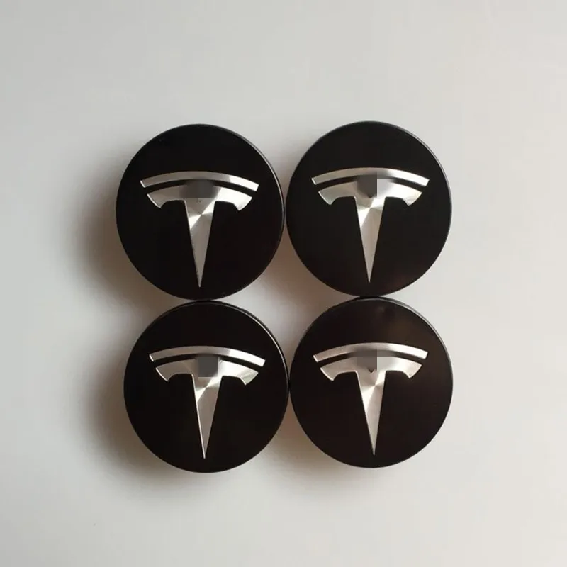 Для Tesla модель 3 S X Колпаки Ступицы Колеса заглушка автомобильного колпака логотип значок 4 шт - Цвет: Sliver Black Logo
