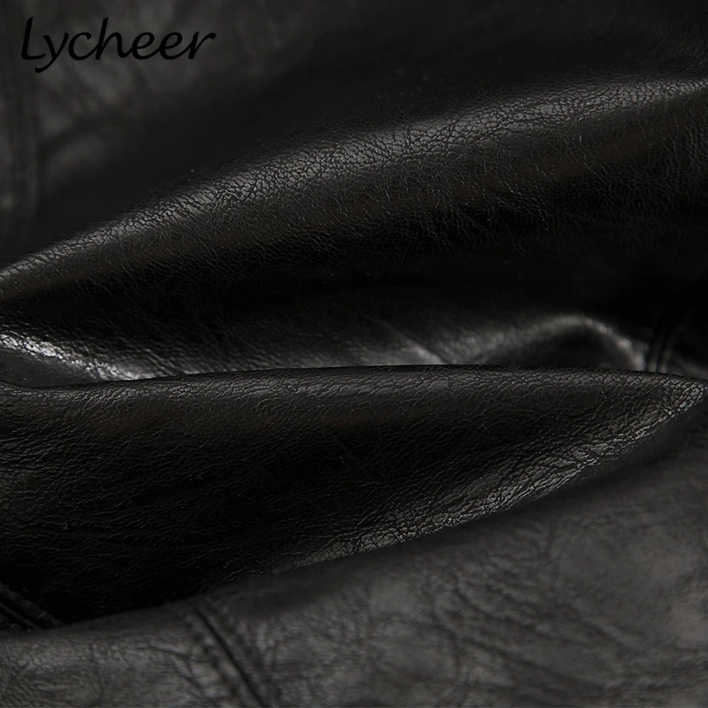 Lycheer плюс размер модная юбка трапециевидной формы высокая талия искусственная